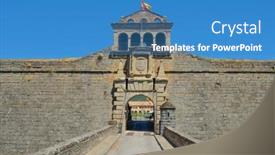  Presentation with dry - PPT theme consisting of view-of-the-entrance background and a teal colored foreground