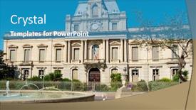  Presentation with facade - Audience pleasing PPT theme consisting of view-of-the-facade backdrop and a teal colored foreground