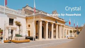 Presentation with malta - PPT theme featuring view-of-the-facade background and a teal colored foreground
