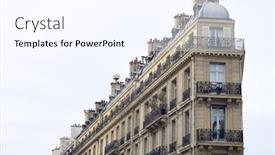  Presentation with paris france - Presentation theme with view-of-the-facade background and a sky blue colored foreground