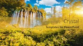  Presentation with earth day - Colorful presentation theme enhanced with view-of-the-grand-waterfall backdrop and a gold colored foreground