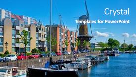  Presentation with grain mill - Beautiful PPT theme featuring view-of-the-harbour backdrop and a teal colored foreground