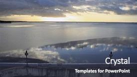  Presentation with city - Presentation theme with amazon river - view of the historic center background and a ocean colored foreground