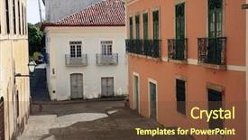  Presentation with city - Slides consisting of view-of-the-historic-center background and a tawny brown colored foreground