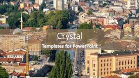  Presentation with bosnia - Presentation theme having view-of-the-historic-centre background and a coral colored foreground