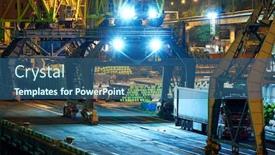  Presentation with sea port - Amazing PPT theme having view-of-the-industrial-port backdrop and a ocean colored foreground