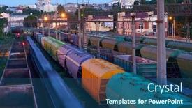  Presentation with deliver - Presentation design consisting of view-of-the-industrial-port background and a ocean colored foreground