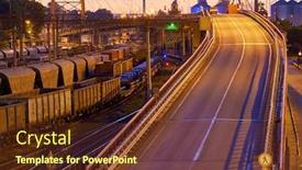  Presentation with deliver - Beautiful slide set featuring view-of-the-industrial-port backdrop and a tawny brown colored foreground