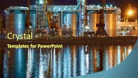  Presentation with sea port - Slides with view-of-the-industrial-port background and a tawny brown colored foreground