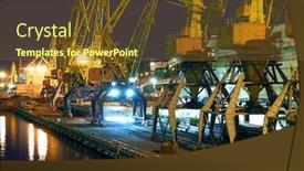  Presentation with cargo transportation - Audience pleasing PPT theme consisting of view-of-the-industrial-port backdrop and a tawny brown colored foreground