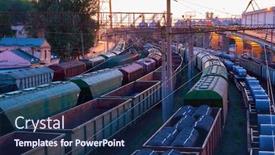  Presentation with deliver - Presentation design consisting of view-of-the-industrial-port background and a navy blue colored foreground