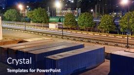  Presentation with deliver - Amazing presentation theme having view-of-the-industrial-port backdrop and a navy blue colored foreground