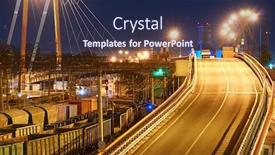  Presentation with deliver - PPT theme enhanced with view-of-the-industrial-port background and a navy blue colored foreground