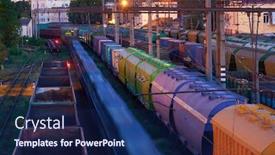  Presentation with deliver - Cool new slides with view-of-the-industrial-port backdrop and a navy blue colored foreground