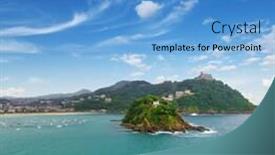  Presentation with island - Colorful slide set enhanced with view-of-the-island backdrop and a teal colored foreground