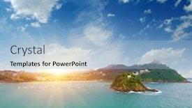 Presentation with island - PPT theme consisting of view-of-the-island background and a light blue colored foreground