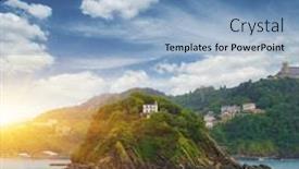  Presentation with island - Beautiful theme featuring view-of-the-island backdrop and a light blue colored foreground