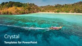  Presentation with boats - Colorful PPT layouts enhanced with view of the island in andaman sea with traditional long tail boats in a clear water thailand backdrop and a ocean colored foreground