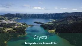  Presentation with island - Slide deck consisting of view-of-the-lakes background and a ocean colored foreground