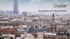  Presentation with notre dame - Slide set having view of the latin quarter background and a light blue colored foreground