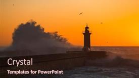 Presentation with ocean wave - PPT theme enhanced with view-of-the-lighthouse background and a wine colored foreground
