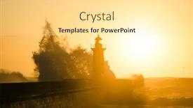  Presentation with ocean wave - PPT theme consisting of view-of-the-lighthouse background and a blonde colored foreground