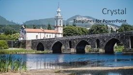  Presentation with long bridge - Theme consisting of view-of-the-long-medieval background and a light blue colored foreground