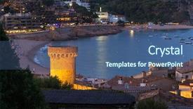  Presentation with view of frankfurt am main - Beautiful PPT layouts featuring view of the main beach backdrop and a ocean colored foreground