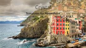  Presentation with mediterranean - Presentation design consisting of view-of-the-mediterranean-coast background and a coral colored foreground