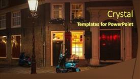  Presentation with residential - PPT theme with view-of-the-moped-under background and a wine colored foreground