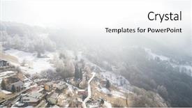  Presentation with view of village in cordillera - Audience pleasing PPT theme consisting of view of the mountain village backdrop and a  colored foreground