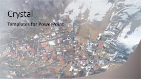  Presentation with view of village in cordillera - Theme consisting of view of the mountain village background and a  colored foreground