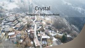  Presentation with view of village in cordillera - Beautiful PPT theme featuring view of the mountain village backdrop and a  colored foreground