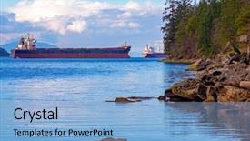  Presentation with strait - Colorful presentation design enhanced with view of the nanaimo harbour backdrop and a light blue colored foreground