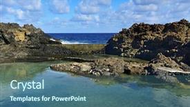  Presentation with seawater - Cool new slide deck with view of the natural pools of seawater in charco del palo lanzarote canary islands spain backdrop and a ocean colored foreground