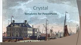  Presentation with engraving - PPT theme with view-of-the-nieuwe-stadsherberg background and a light blue colored foreground