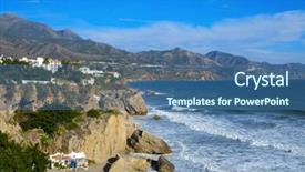  Presentation with sol - Presentation theme having view of the northern coast of nerja at the mediterranean sea in the costa del sol spain with the calahonda beach in the foreground background and a ocean colored foreground