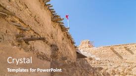  Presentation with fort - Presentation design having view-of-the-old-arad background and a coral colored foreground