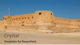  Presentation with bahrain - Audience pleasing PPT theme consisting of view-of-the-old-arad backdrop and a coral colored foreground