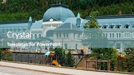  Presentation with international - PPT theme with view-of-the-old-canfranc background and a seafoam green colored foreground