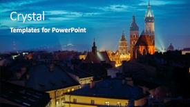  Presentation with night - Slides having view-of-the-old-center background and a teal colored foreground