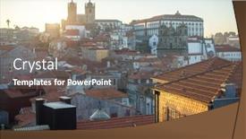  Presentation with view of the old port - Audience pleasing slide set consisting of view-of-the-old-city backdrop and a gray colored foreground