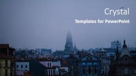  Presentation with fog - Presentation design with view-of-the-old-city background and a light blue colored foreground