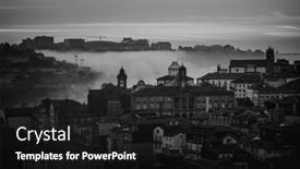  Presentation with fog - Presentation design featuring view-of-the-old-city background and a black colored foreground