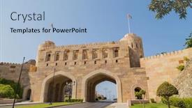  Presentation with oman - PPT theme enhanced with view-of-the-old-gate background and a light blue colored foreground