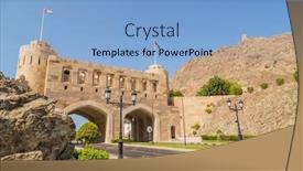  Presentation with oman - Slides with view-of-the-old-gate background and a light blue colored foreground