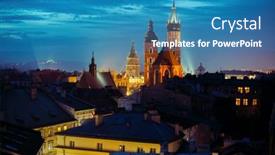  Presentation with night - Colorful presentation design enhanced with view-of-the-old-krakow backdrop and a teal colored foreground