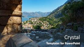  Presentation with kotor montenegro - PPT theme featuring view-of-the-old-town background and a ocean colored foreground