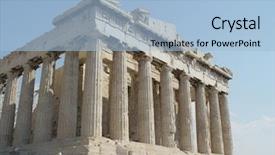  Presentation with temple - Presentation theme consisting of view of the parthenon temple background and a light blue colored foreground