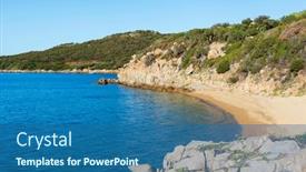  Presentation with rock - Amazing presentation theme having view-of-the-peculiar-rock backdrop and a ocean colored foreground